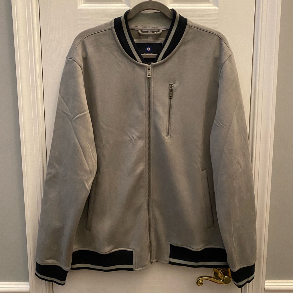 Ben Sherman Faux Suede Bomber Jacket Grey Large Nwt